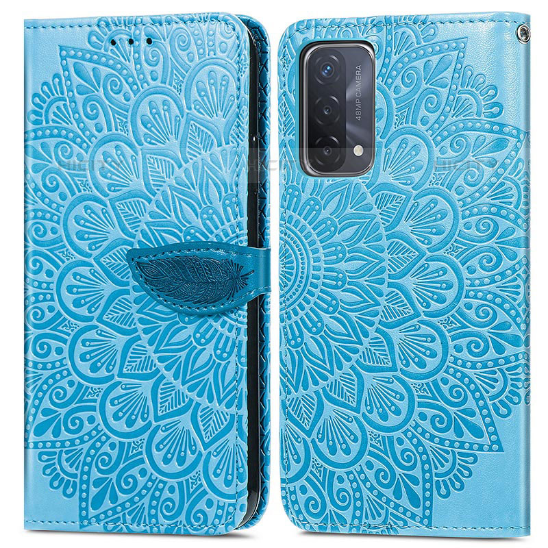 Custodia Portafoglio In Pelle Fantasia Modello Cover con Supporto S04D per OnePlus Nord N200 5G Blu