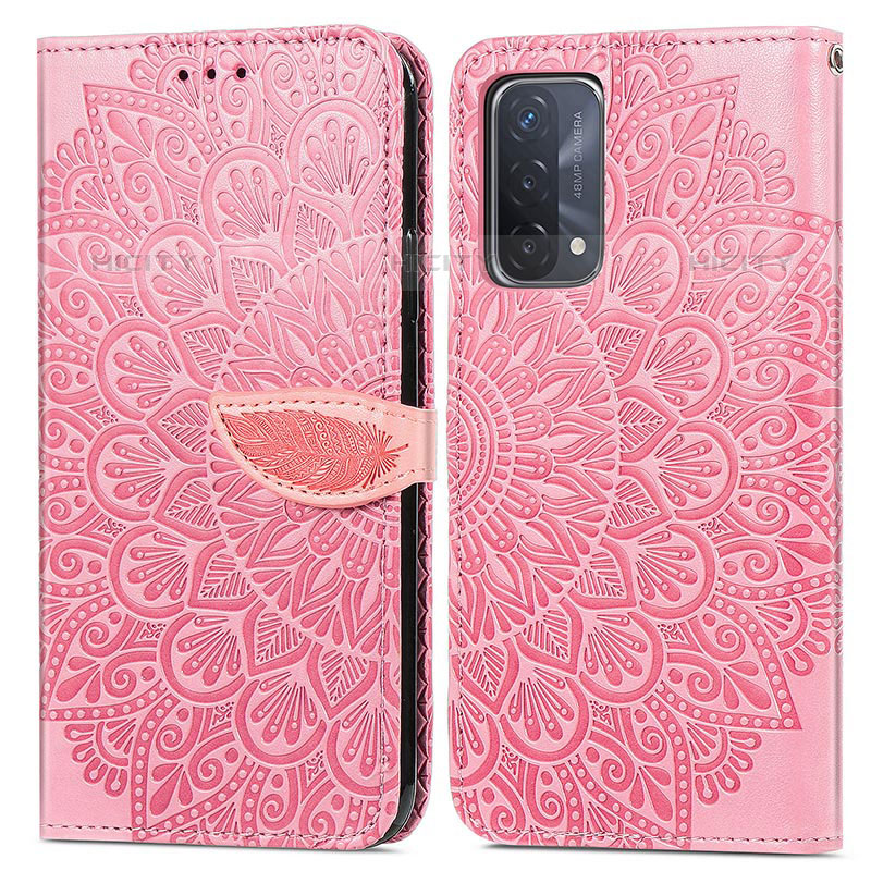 Custodia Portafoglio In Pelle Fantasia Modello Cover con Supporto S04D per OnePlus Nord N200 5G Oro Rosa