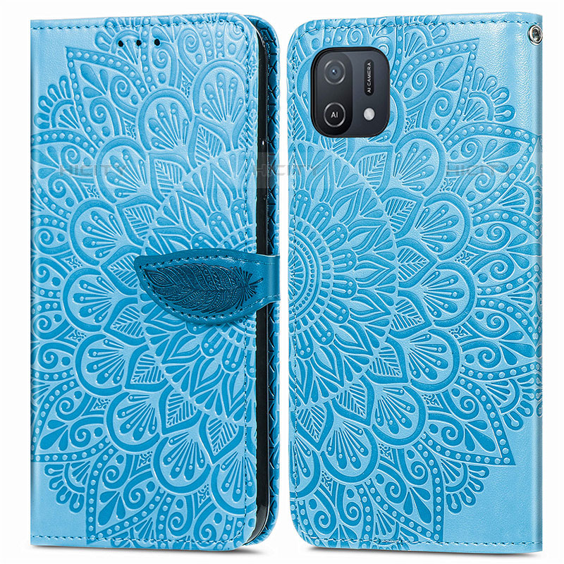 Custodia Portafoglio In Pelle Fantasia Modello Cover con Supporto S04D per Oppo A16K Blu