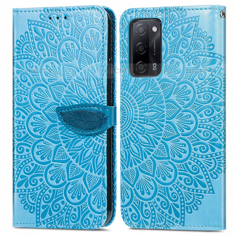 Custodia Portafoglio In Pelle Fantasia Modello Cover con Supporto S04D per Oppo A53s 5G Blu