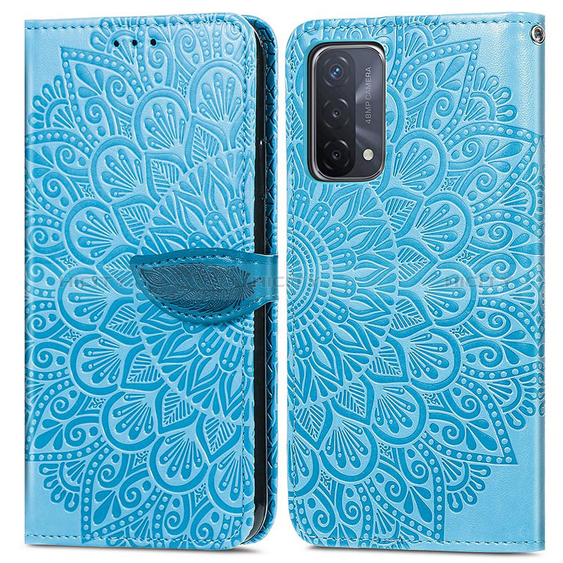 Custodia Portafoglio In Pelle Fantasia Modello Cover con Supporto S04D per Oppo A54 5G Blu