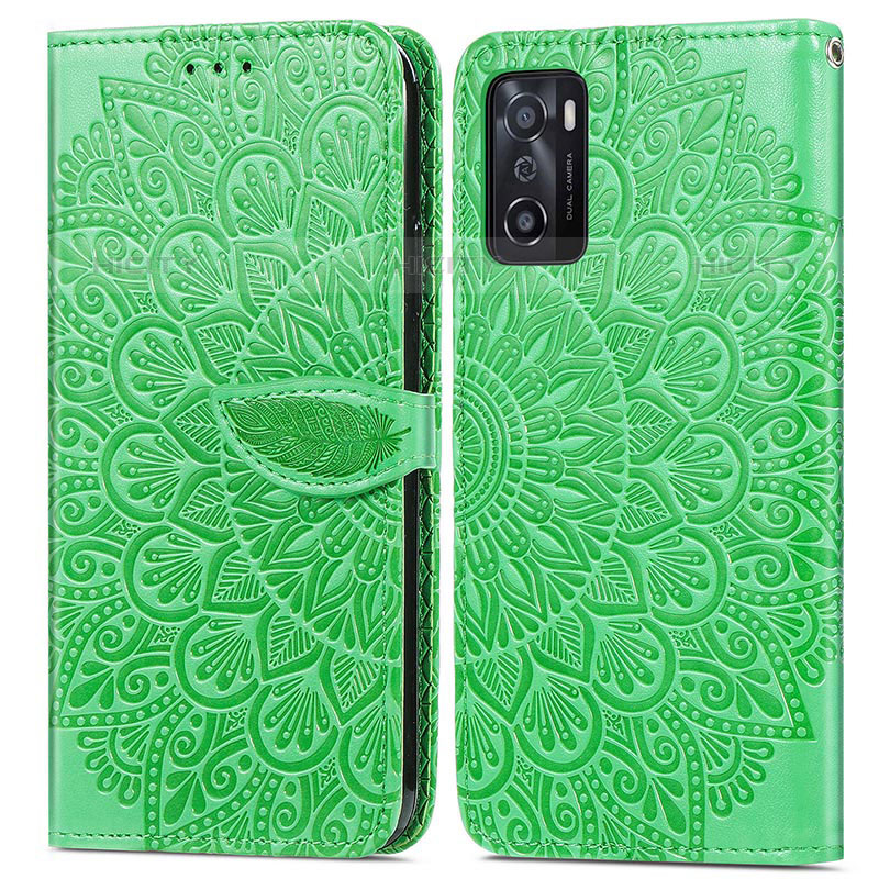 Custodia Portafoglio In Pelle Fantasia Modello Cover con Supporto S04D per Oppo A55S 5G Verde