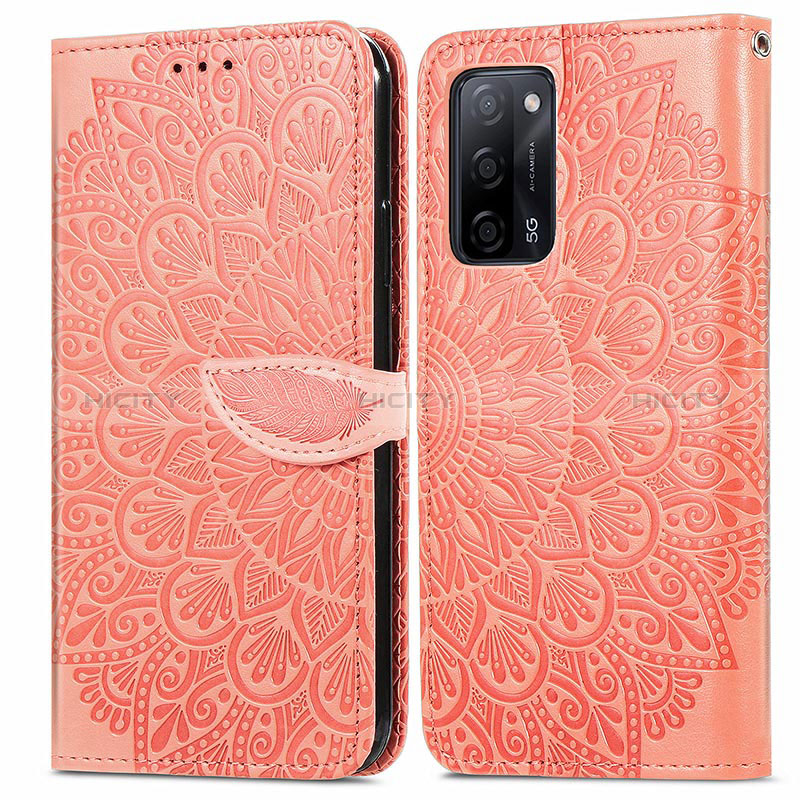 Custodia Portafoglio In Pelle Fantasia Modello Cover con Supporto S04D per Oppo A56 5G Arancione