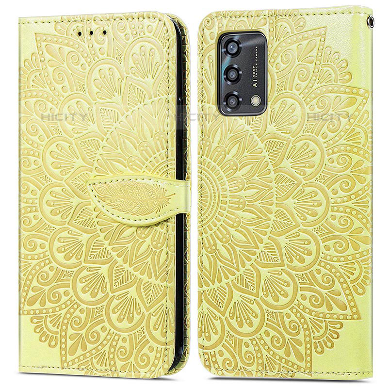 Custodia Portafoglio In Pelle Fantasia Modello Cover con Supporto S04D per Oppo A74 4G Giallo