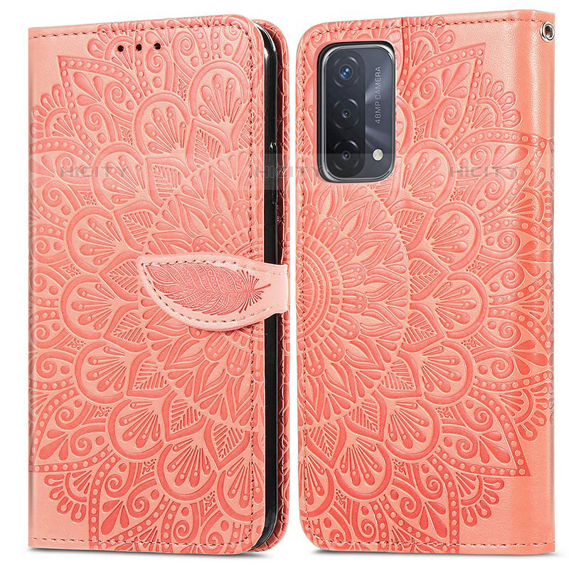 Custodia Portafoglio In Pelle Fantasia Modello Cover con Supporto S04D per Oppo A93 5G Arancione