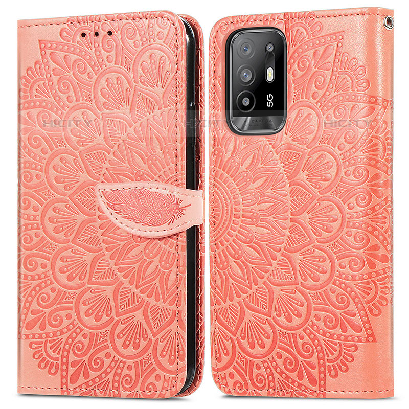 Custodia Portafoglio In Pelle Fantasia Modello Cover con Supporto S04D per Oppo A95 5G Arancione