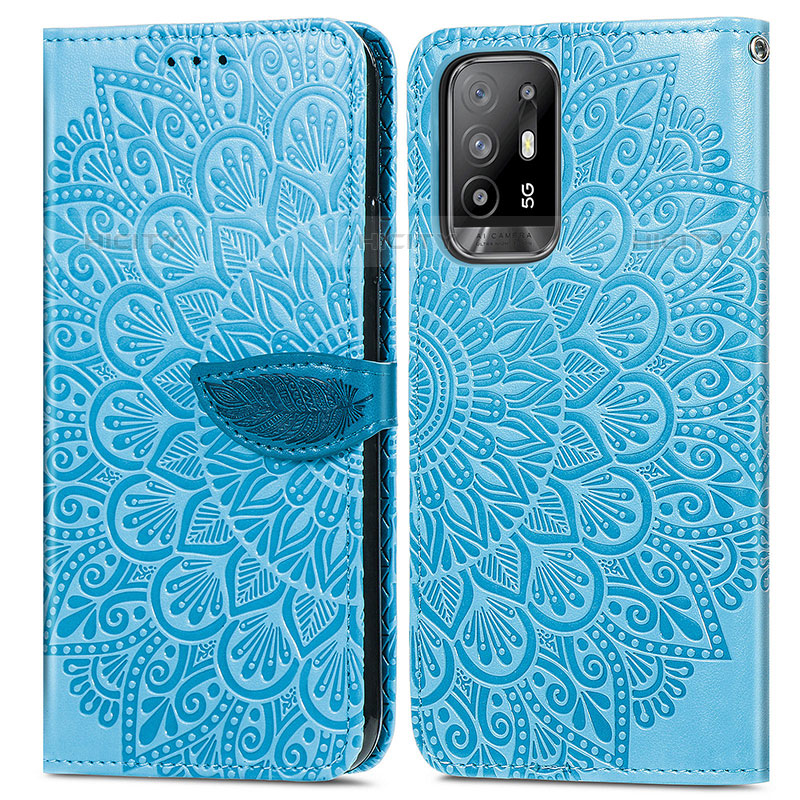 Custodia Portafoglio In Pelle Fantasia Modello Cover con Supporto S04D per Oppo A95 5G Blu