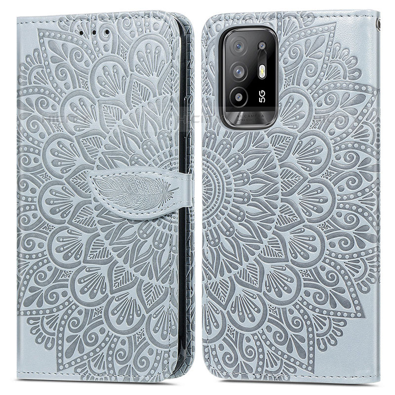 Custodia Portafoglio In Pelle Fantasia Modello Cover con Supporto S04D per Oppo A95 5G Grigio