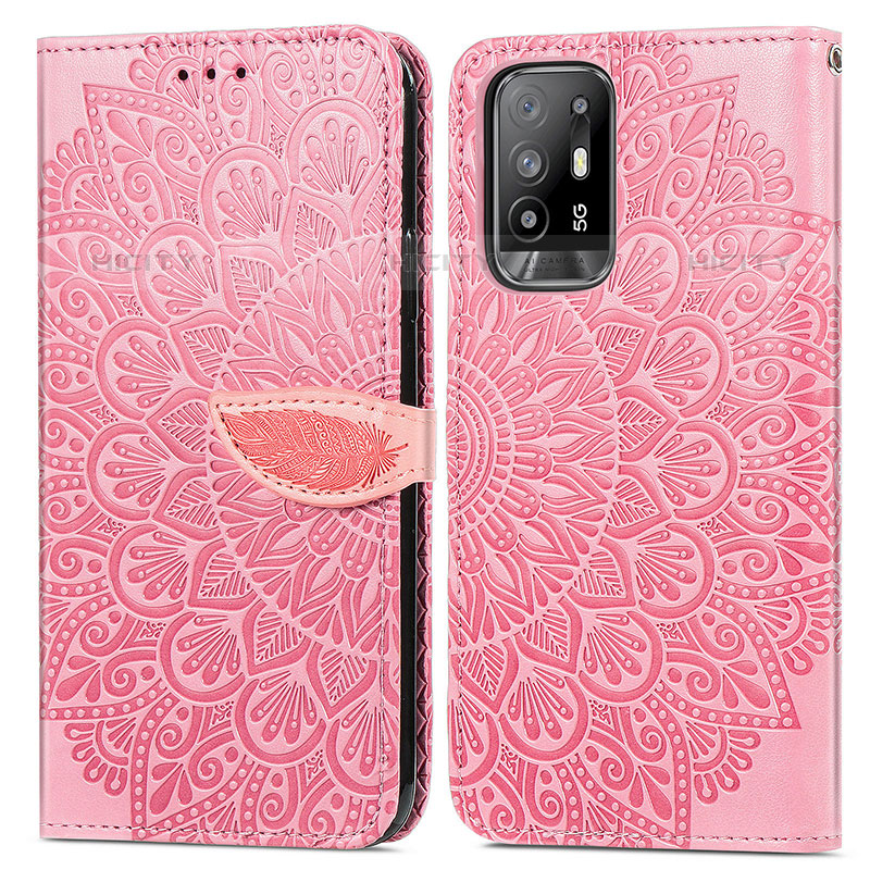 Custodia Portafoglio In Pelle Fantasia Modello Cover con Supporto S04D per Oppo A95 5G Oro Rosa