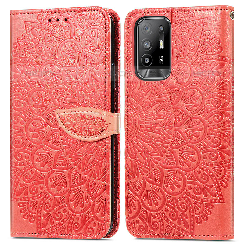 Custodia Portafoglio In Pelle Fantasia Modello Cover con Supporto S04D per Oppo A95 5G Rosso