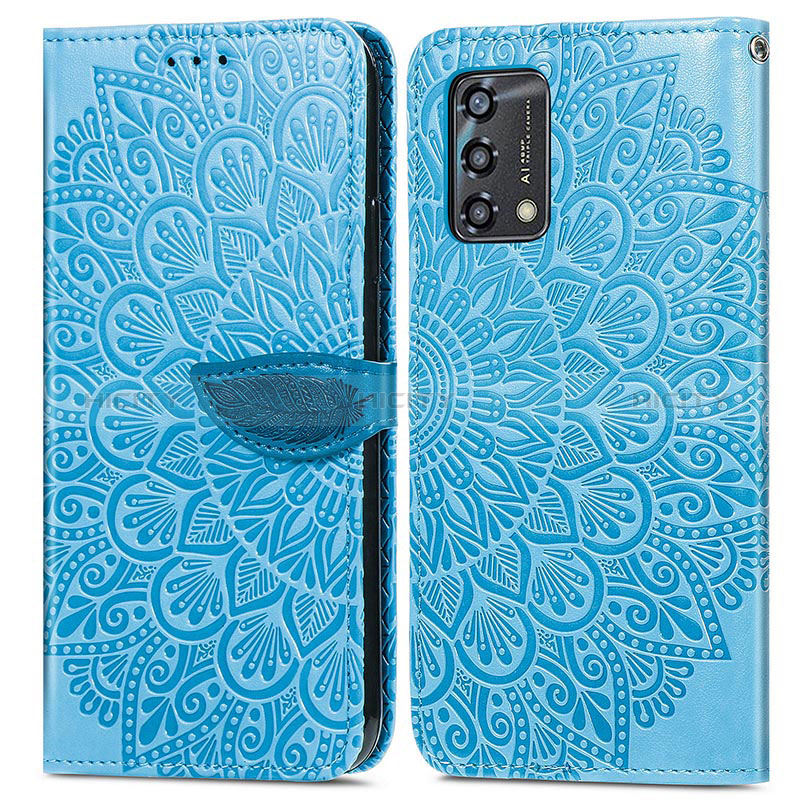 Custodia Portafoglio In Pelle Fantasia Modello Cover con Supporto S04D per Oppo F19s Blu