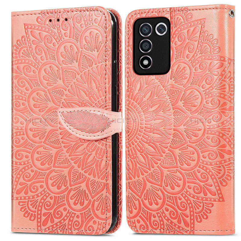 Custodia Portafoglio In Pelle Fantasia Modello Cover con Supporto S04D per Oppo K9S 5G Arancione