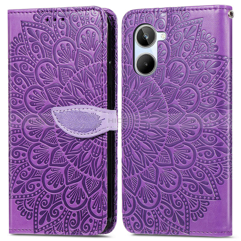 Custodia Portafoglio In Pelle Fantasia Modello Cover con Supporto S04D per Realme 10 4G Viola