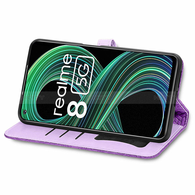 Custodia Portafoglio In Pelle Fantasia Modello Cover con Supporto S04D per Realme 8 5G