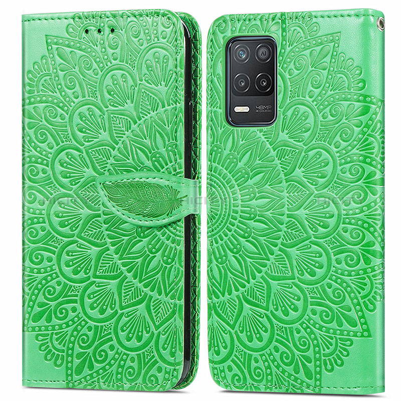 Custodia Portafoglio In Pelle Fantasia Modello Cover con Supporto S04D per Realme 8 5G Verde