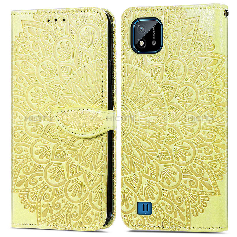 Custodia Portafoglio In Pelle Fantasia Modello Cover con Supporto S04D per Realme C20 Giallo