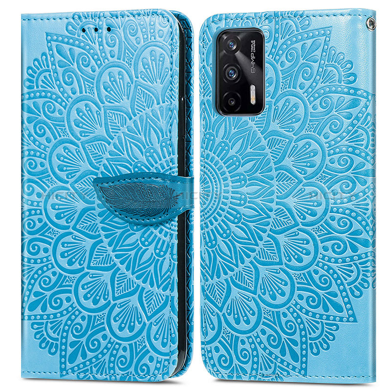 Custodia Portafoglio In Pelle Fantasia Modello Cover con Supporto S04D per Realme GT 5G Blu