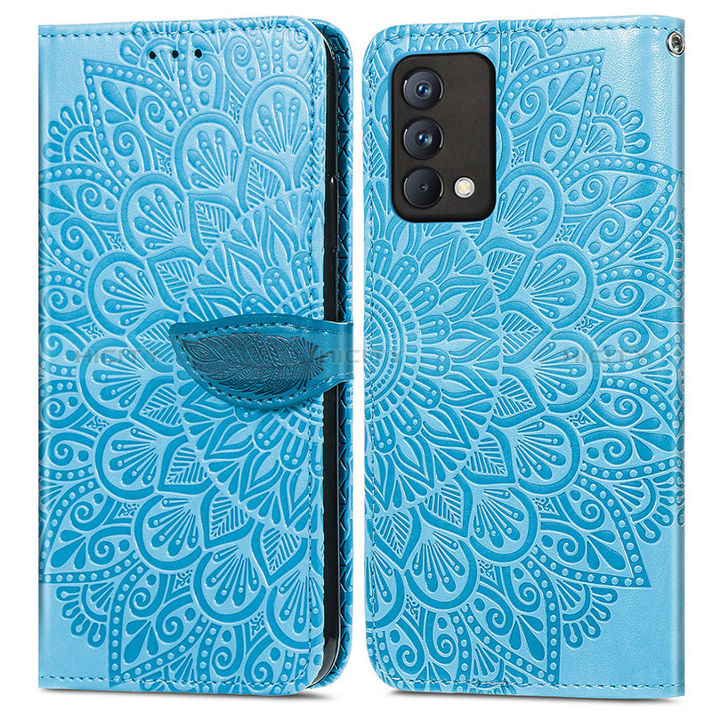 Custodia Portafoglio In Pelle Fantasia Modello Cover con Supporto S04D per Realme GT Master 5G Blu