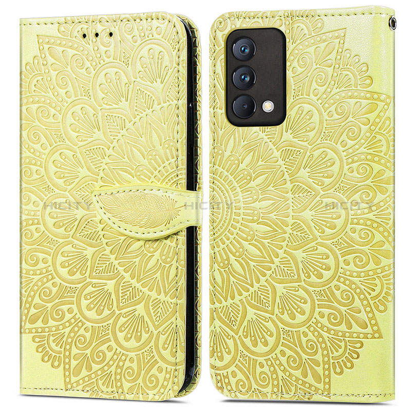 Custodia Portafoglio In Pelle Fantasia Modello Cover con Supporto S04D per Realme GT Master 5G Giallo