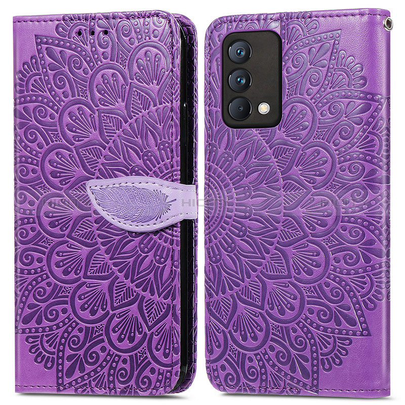 Custodia Portafoglio In Pelle Fantasia Modello Cover con Supporto S04D per Realme GT Master 5G Viola