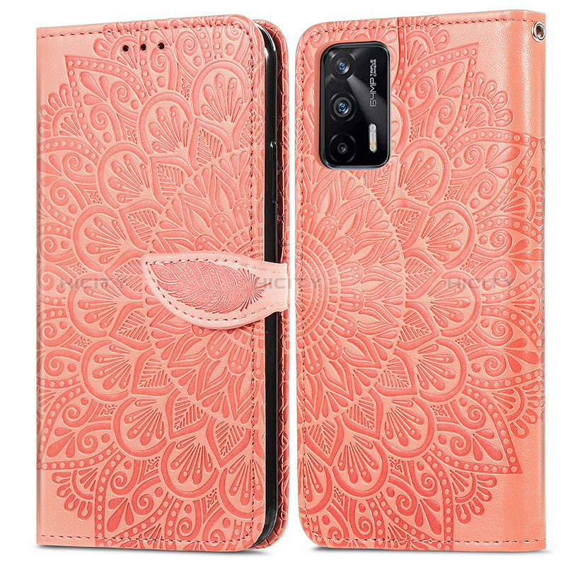 Custodia Portafoglio In Pelle Fantasia Modello Cover con Supporto S04D per Realme GT Neo 2T 5G Arancione