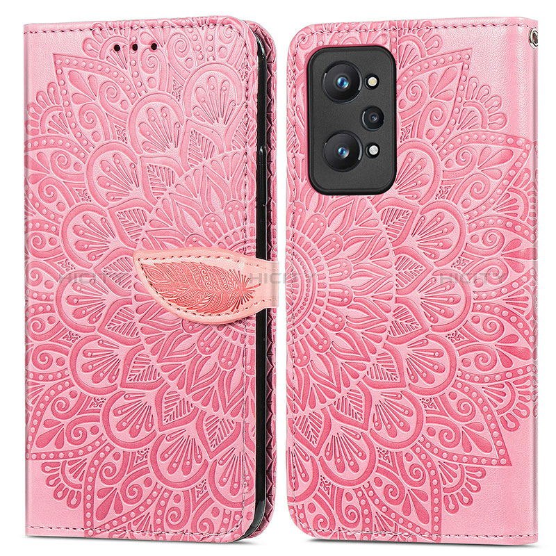 Custodia Portafoglio In Pelle Fantasia Modello Cover con Supporto S04D per Realme GT Neo 3T 5G Oro Rosa