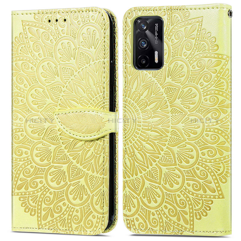 Custodia Portafoglio In Pelle Fantasia Modello Cover con Supporto S04D per Realme GT Neo 5G Giallo