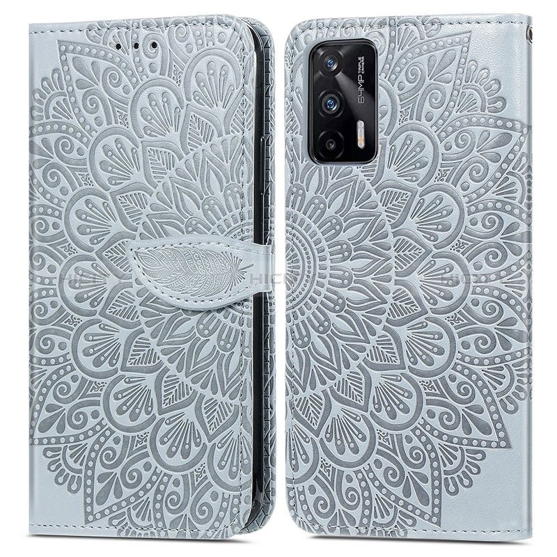 Custodia Portafoglio In Pelle Fantasia Modello Cover con Supporto S04D per Realme GT Neo 5G Grigio