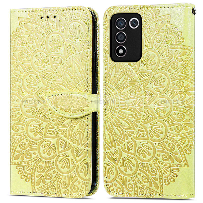 Custodia Portafoglio In Pelle Fantasia Modello Cover con Supporto S04D per Realme Q3t 5G Giallo