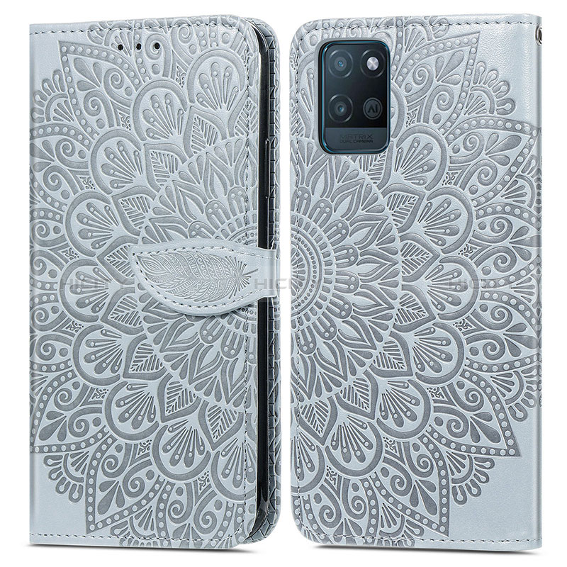 Custodia Portafoglio In Pelle Fantasia Modello Cover con Supporto S04D per Realme V11 5G Grigio