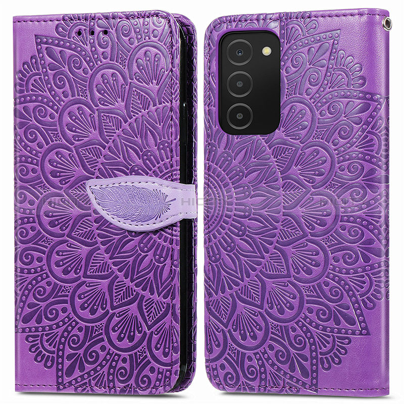 Custodia Portafoglio In Pelle Fantasia Modello Cover con Supporto S04D per Samsung Galaxy A02s Viola