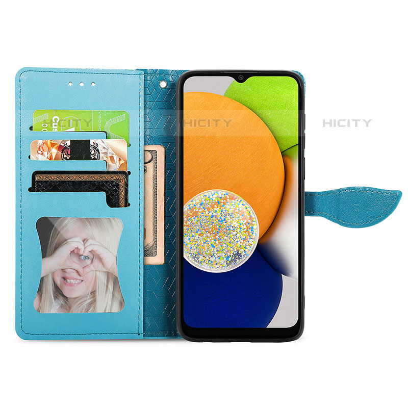 Custodia Portafoglio In Pelle Fantasia Modello Cover con Supporto S04D per Samsung Galaxy A03