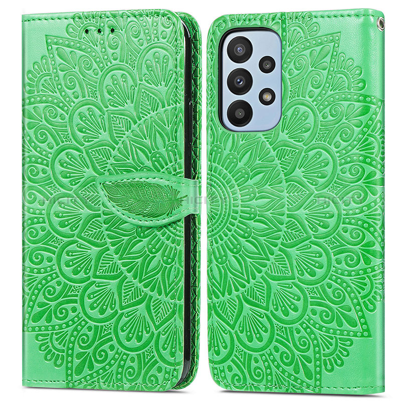 Custodia Portafoglio In Pelle Fantasia Modello Cover con Supporto S04D per Samsung Galaxy A23 5G Verde