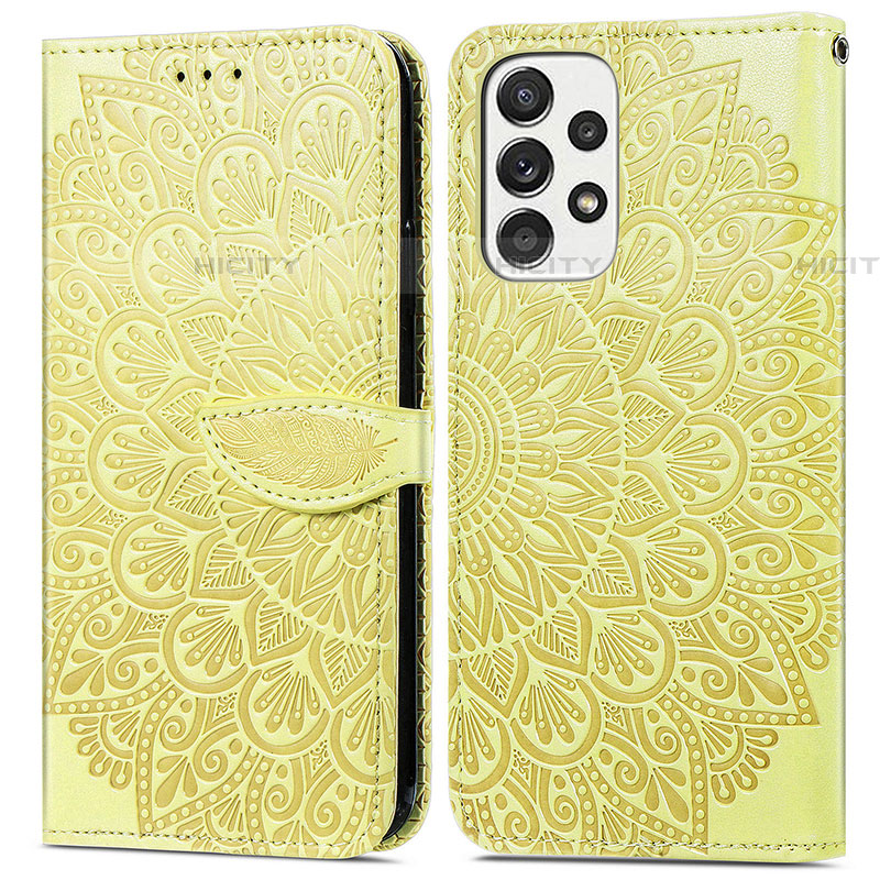 Custodia Portafoglio In Pelle Fantasia Modello Cover con Supporto S04D per Samsung Galaxy A53 5G Giallo