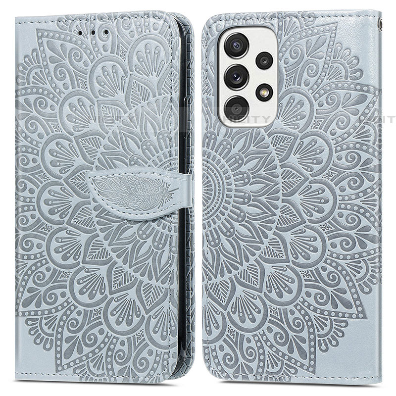 Custodia Portafoglio In Pelle Fantasia Modello Cover con Supporto S04D per Samsung Galaxy A53 5G Grigio