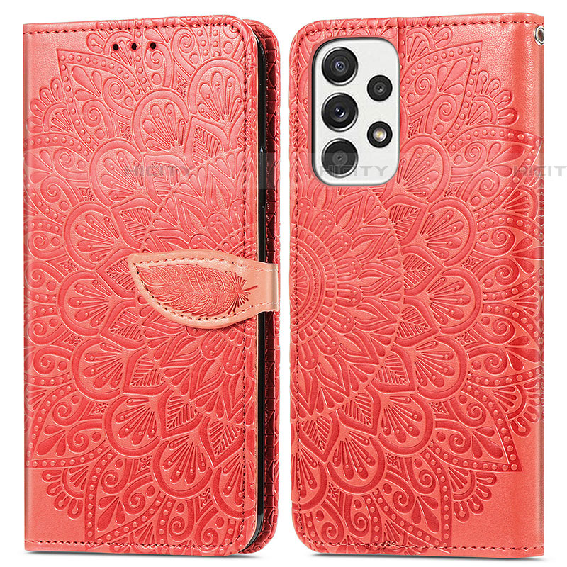 Custodia Portafoglio In Pelle Fantasia Modello Cover con Supporto S04D per Samsung Galaxy A53 5G Rosso