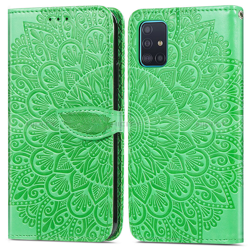 Custodia Portafoglio In Pelle Fantasia Modello Cover con Supporto S04D per Samsung Galaxy A71 5G Verde