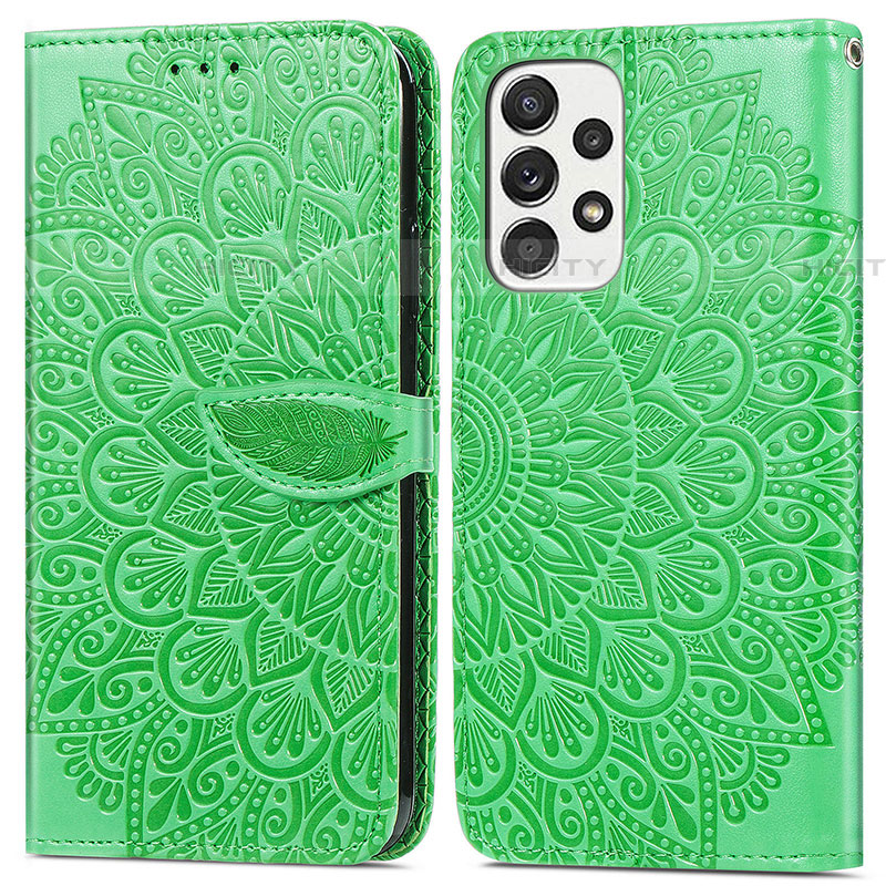 Custodia Portafoglio In Pelle Fantasia Modello Cover con Supporto S04D per Samsung Galaxy A73 5G Verde