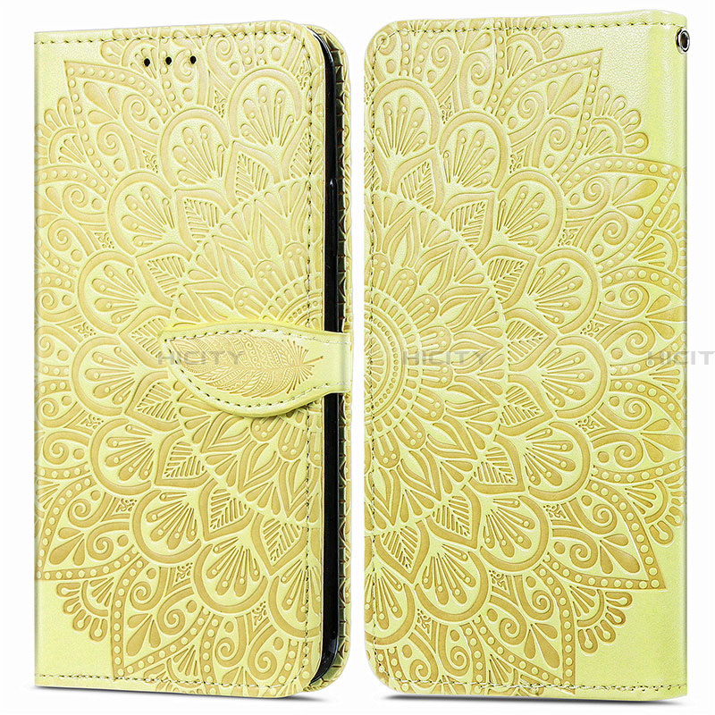 Custodia Portafoglio In Pelle Fantasia Modello Cover con Supporto S04D per Samsung Galaxy F02S SM-E025F Giallo