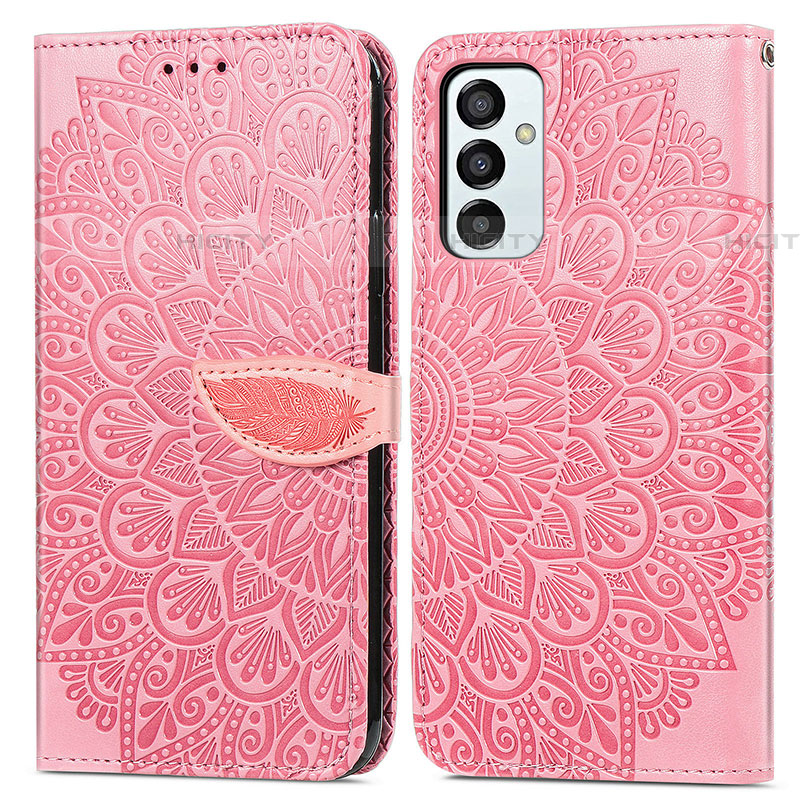 Custodia Portafoglio In Pelle Fantasia Modello Cover con Supporto S04D per Samsung Galaxy F23 5G Oro Rosa