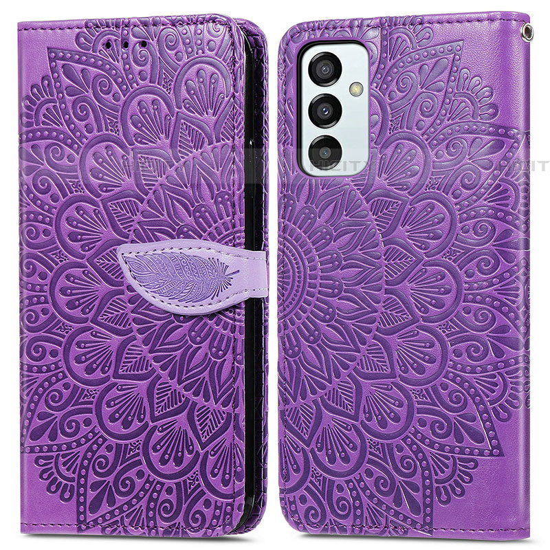 Custodia Portafoglio In Pelle Fantasia Modello Cover con Supporto S04D per Samsung Galaxy F23 5G Viola