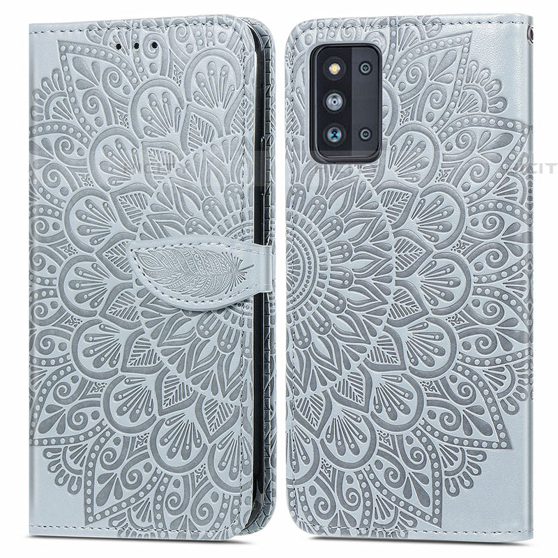 Custodia Portafoglio In Pelle Fantasia Modello Cover con Supporto S04D per Samsung Galaxy F52 5G Grigio