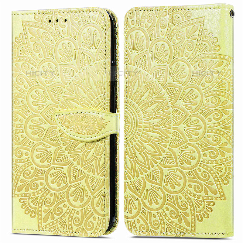 Custodia Portafoglio In Pelle Fantasia Modello Cover con Supporto S04D per Samsung Galaxy M02s Giallo