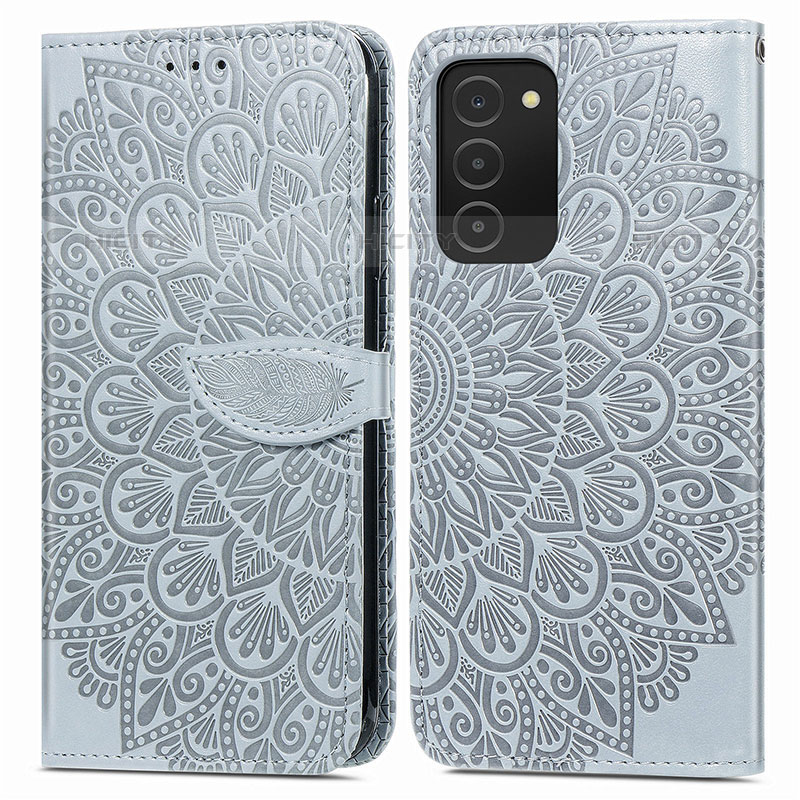 Custodia Portafoglio In Pelle Fantasia Modello Cover con Supporto S04D per Samsung Galaxy M02s Grigio