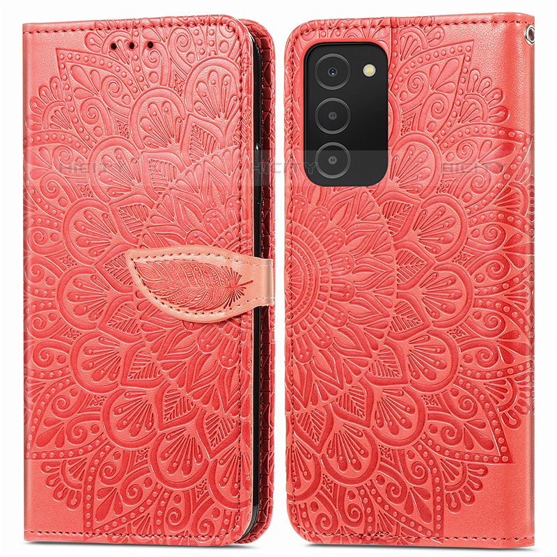 Custodia Portafoglio In Pelle Fantasia Modello Cover con Supporto S04D per Samsung Galaxy M02s Rosso