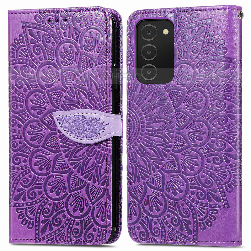 Custodia Portafoglio In Pelle Fantasia Modello Cover con Supporto S04D per Samsung Galaxy M02s Viola