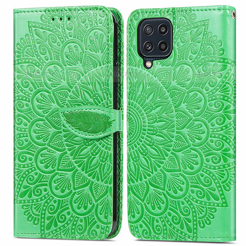 Custodia Portafoglio In Pelle Fantasia Modello Cover con Supporto S04D per Samsung Galaxy M32 4G Verde