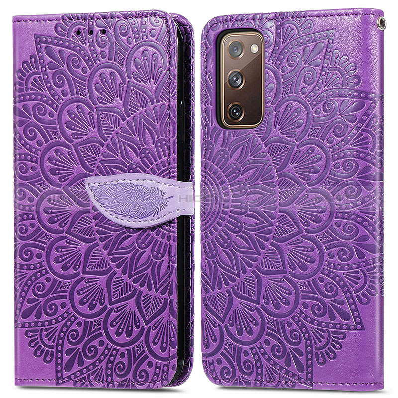 Custodia Portafoglio In Pelle Fantasia Modello Cover con Supporto S04D per Samsung Galaxy S20 Lite 5G Viola