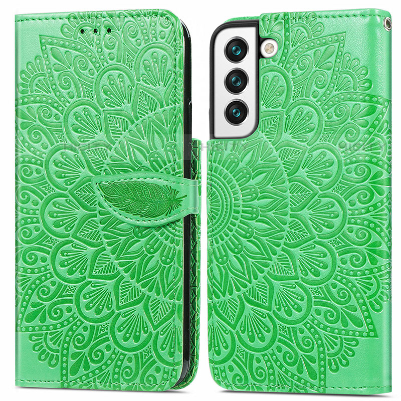 Custodia Portafoglio In Pelle Fantasia Modello Cover con Supporto S04D per Samsung Galaxy S21 5G Verde