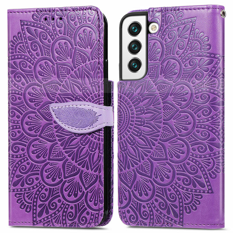 Custodia Portafoglio In Pelle Fantasia Modello Cover con Supporto S04D per Samsung Galaxy S22 5G Viola